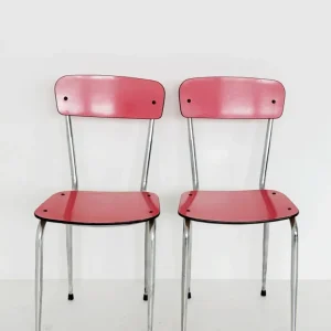 Coppia di sedie metallo e formica fucsia