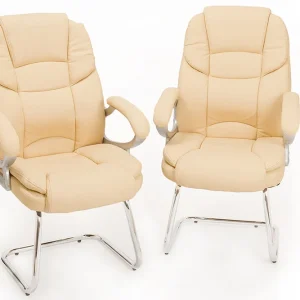 Coppia di Sedie Poltroncine Visitatore Similpelle da Ufficio Bozzini Silky Beige
