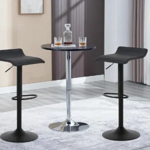 Coppia Sgabelli Cucina Bar Bistrot, Pelle Ecologica Imbottita Poggiapiedi Nero
