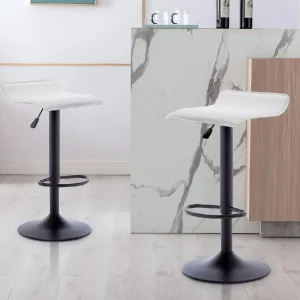 Coppia Sgabelli Cucina Bar Bistrot Pelle Poggiapiedi Nero Bianco Versatile