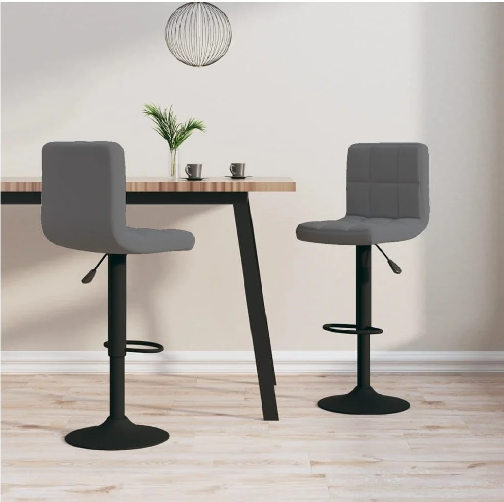 Coppia Sgabelli Cucina Bar Bistrot Pelle Imbottita Poggiapiedi Nero Grigio