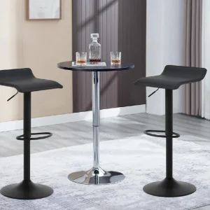 Coppia Sgabelli Neri Cucina Bar Bistrot Pelle Ecologica Imbottita Poggiapiedi