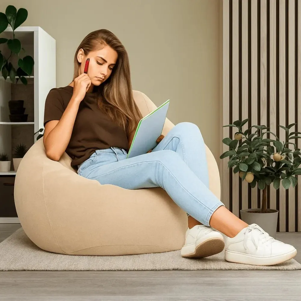 LinenLounge – Set di pouf lino lussuoso con imbottitura Cozey Maison