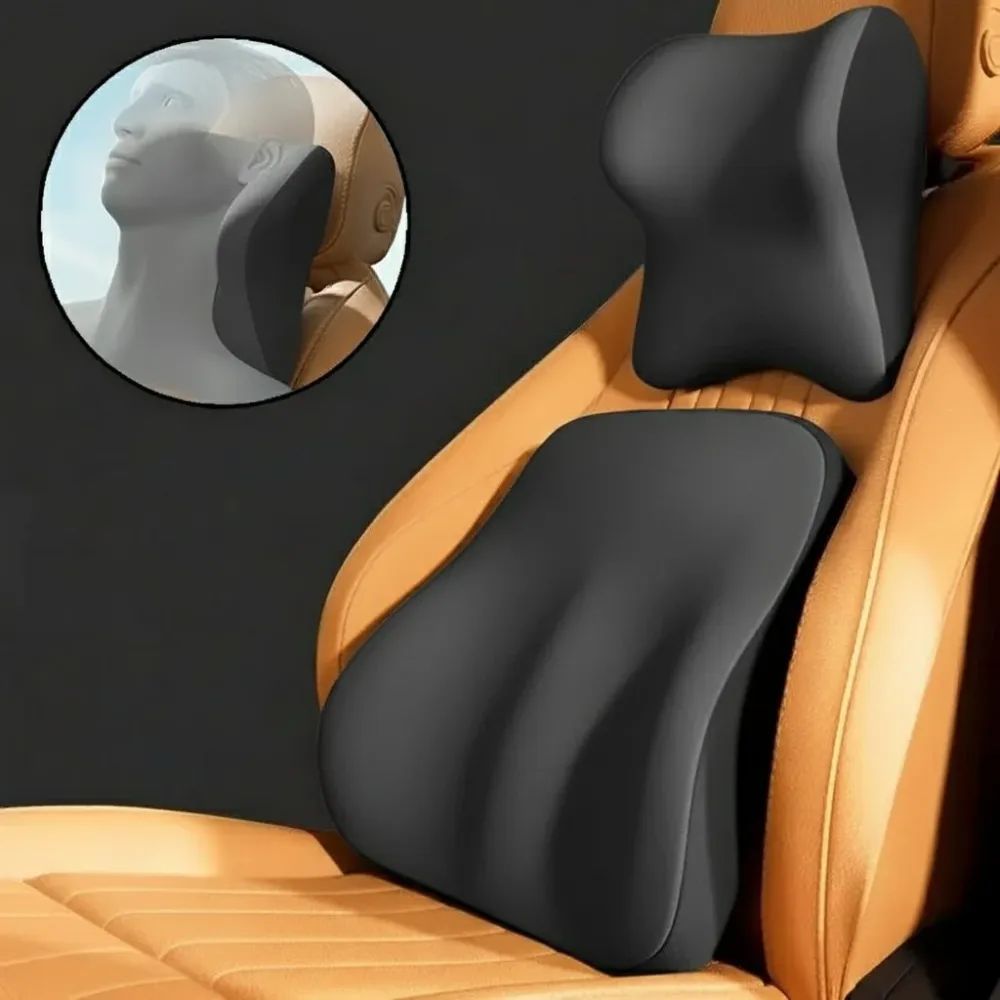 MEMORIDE – Cuscino per collo e lombare memory foam per auto per massimo comfort Cozey Maison