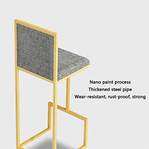 Sedia da Bar di Lusso Leggera Nordica, Seggiolone Metallo Tessuto per Bancone da Cucina Balcone Sedia da Esterno Ristorant...