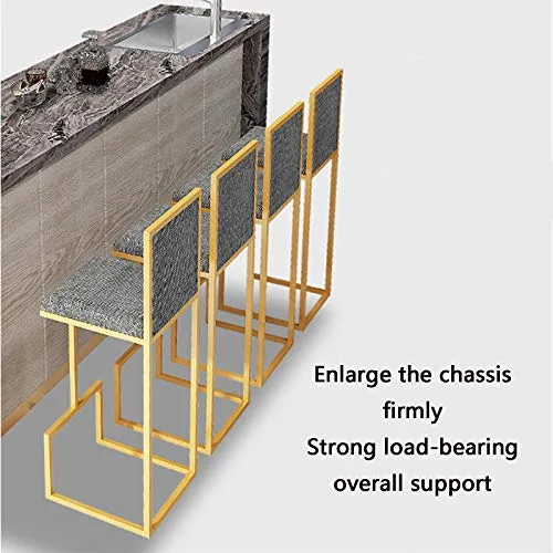 Sedia da Bar di Lusso Leggera Nordica, Seggiolone Metallo Tessuto per Bancone da Cucina Balcone Sedia da Esterno Ristorant...