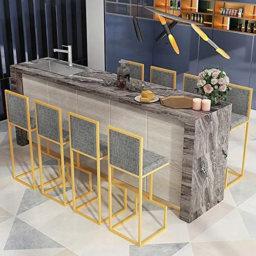 Sedia da Bar di Lusso Leggera Nordica, Seggiolone Metallo Tessuto per Bancone da Cucina Balcone Sedia da Esterno Ristorant...