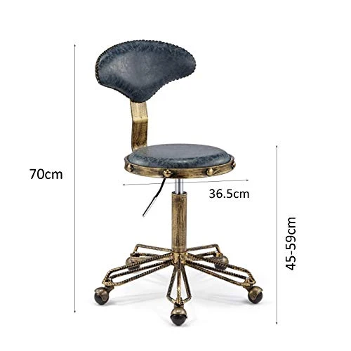 Zhou-WD Industrial Wind Bar Sgabello, Beauty Shop Barber Chair Retro Bar Schienale con puleggia Girevole Chair, 74-88CM Sg...