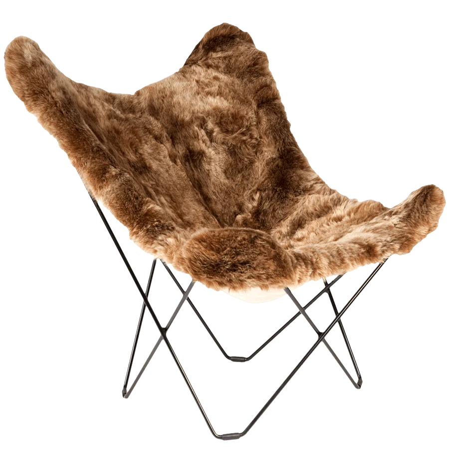 SEDIA CUERO BUTTERFLY PELLE DI PECORA MARRONE