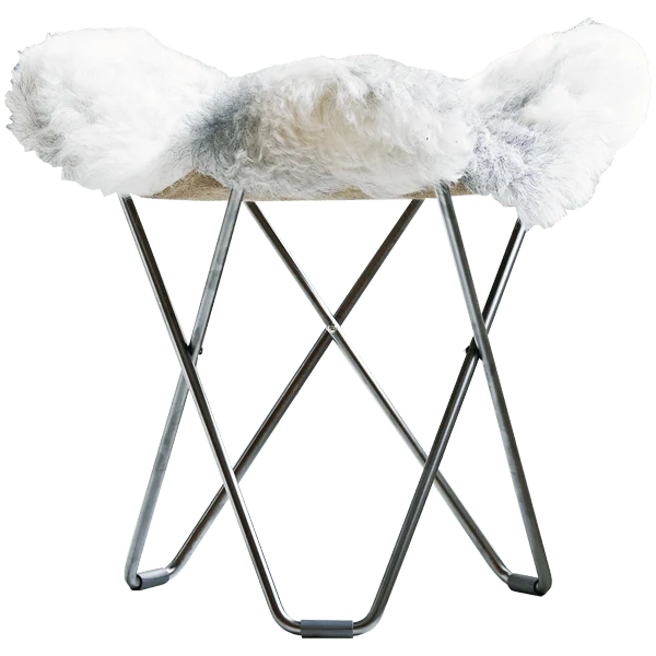 SGABELLO CUERO FLYING GOOSE PELLE DI PECORA GRIGIA