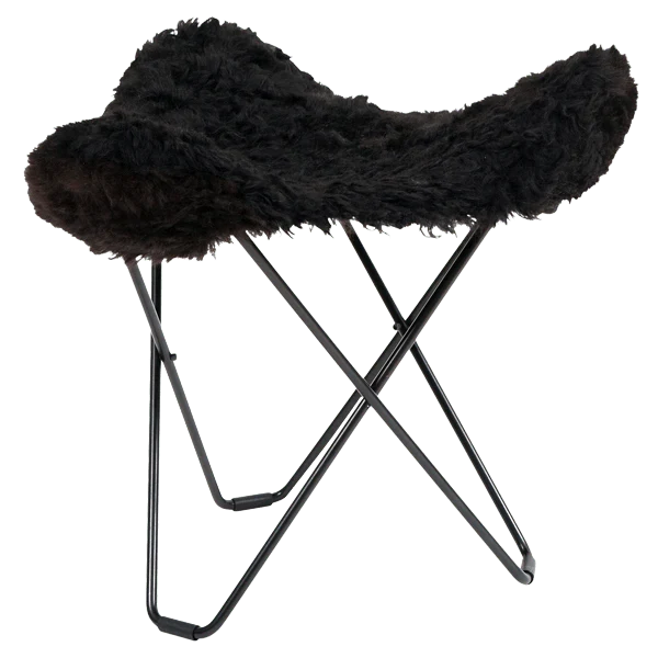 SGABELLO CUERO FLYING GOOSE PELLE DI PECORA NERA