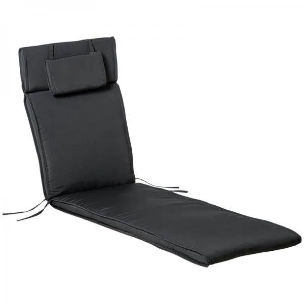 Cuscino per sdraio, cuscino per sdraio da giardino con fodera per cuscino per la testa sfoderabile, grigio 198 x 53 x 5 cm