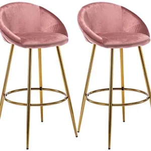 DAKEUR Set di 2 sgabelli da Bar Velluto con Schienale Rotondo, Set di 2 sedie Imbottite con Accenti Isola da 30 Pollici co...