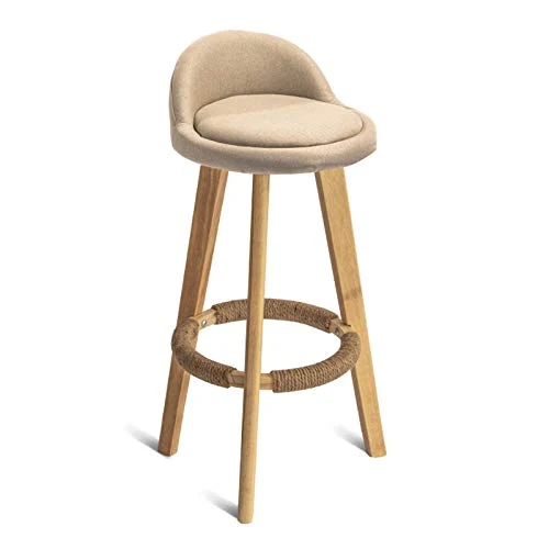 CSQ Bancone da Cucina Sedie da Bar, Altezza 70 Cm Sgabello da Colazione Cuscino Tessuto Sedia da Bar Legno Massello Bancon...