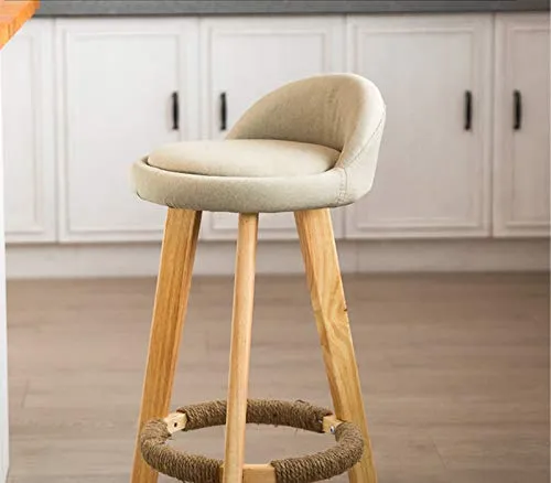 CSQ Bancone da Cucina Sedie da Bar, Altezza 70 Cm Sgabello da Colazione Cuscino Tessuto Sedia da Bar Legno Massello Bancon...