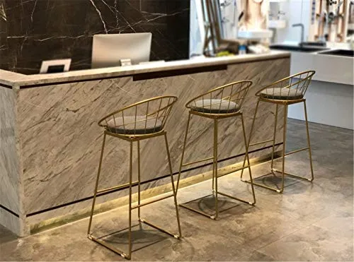 Csq - Sgabello da bagno con schienale, altezza bancone sgabello ferro battuto, per cucina, bistrot e pub (dimensioni: 75 c...