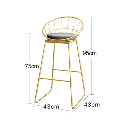 Csq - Sgabello da bagno con schienale, altezza bancone sgabello ferro battuto, per cucina, bistrot e pub (dimensioni: 75 c...