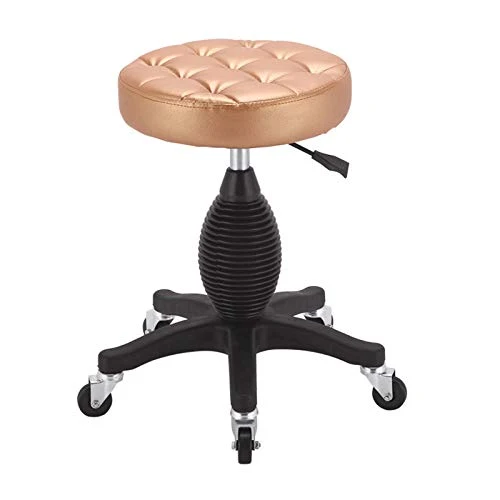 CSQ Sgabello Di Bellezza, Cuscino Addensato Sgabello Rotondo Pelle Pu Con Ruote Sgabello Per Salone Di Bellezza Da Barbier...