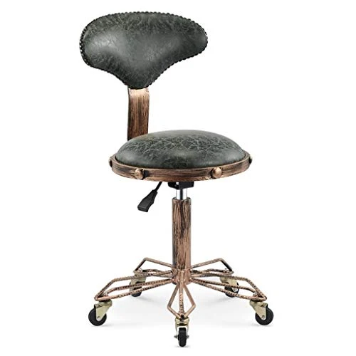 CSQ-Confortevole Retro Bellezza Stool, Sgabello Barbershop Decorativo ruotabile alzabile Multifunzione Sgabello su Ruote M...