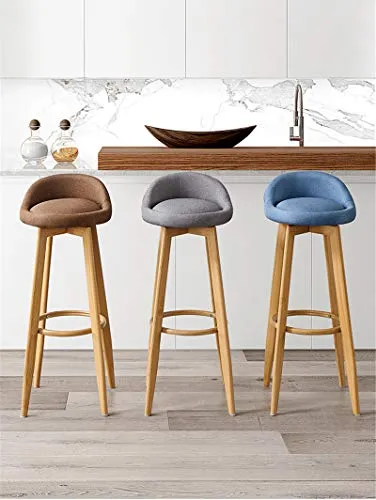 Decorative stool CSQ Sgabelli da Bar da Cucina, Gambe Legno Massello Sgabello Alto Home Cafe Restaurant con Poggiapiedi Se...