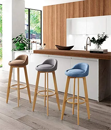 Decorative stool CSQ Sgabelli da Bar da Cucina, Gambe Legno Massello Sgabello Alto Home Cafe Restaurant con Poggiapiedi Se...