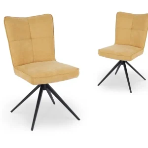 Set di 2 sedie girevoli tessuto giallo FELICIE DHF