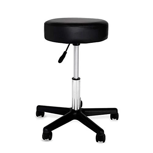 dibea Sgabello con ruote officio o studio Sgabello regolabile 360° Nero