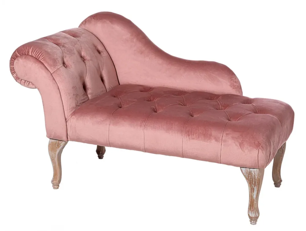 Divanetto chaise longue classico velluto rosa cm 122x57x77h