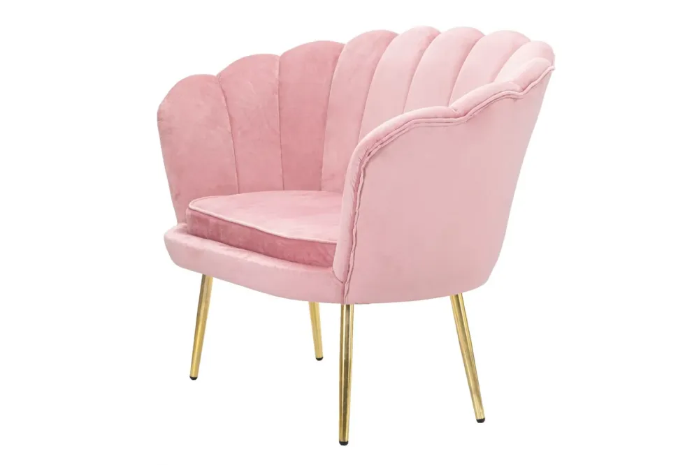 Divanetto due posti modello fiore velluto rosa gambe metallo dorato cm 130x74x84h