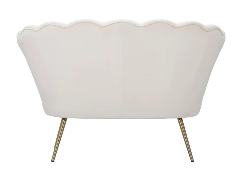 Divanetto moderno fiore velluto colore crema gambe dorate cm 130x74x84h