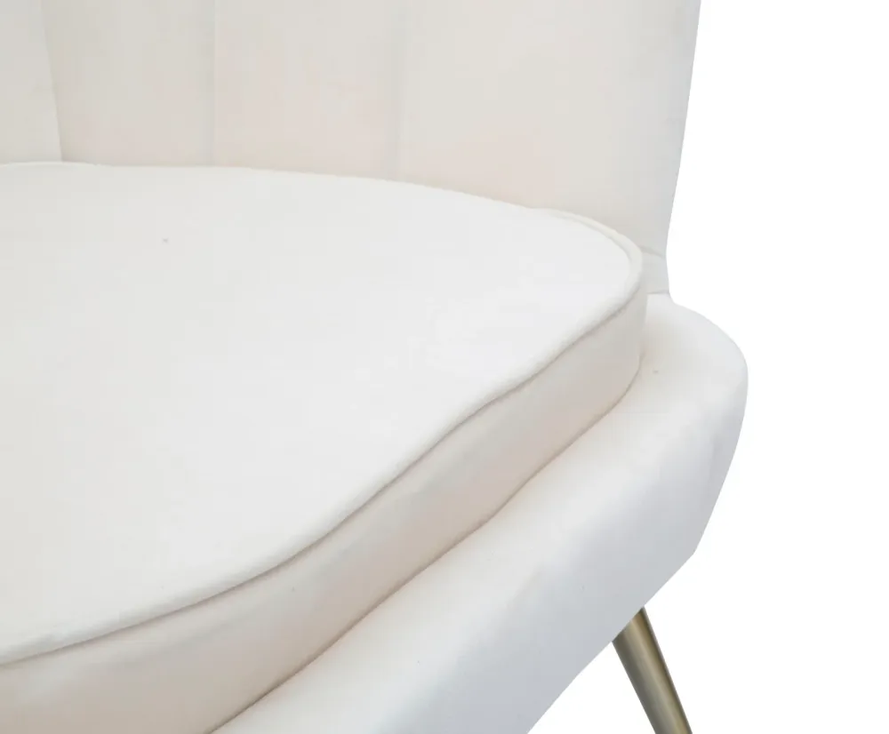 Divanetto moderno fiore velluto colore crema gambe dorate cm 130x74x84h