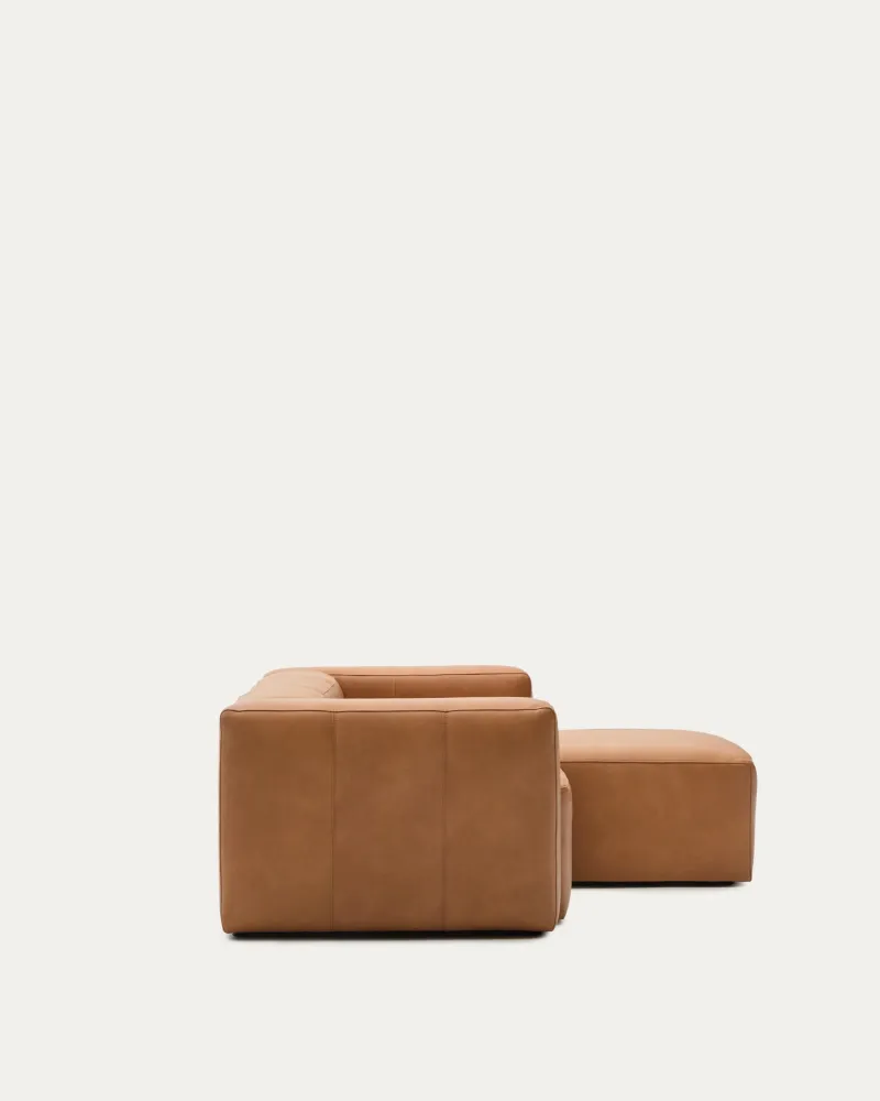 Divano Blok pelle marrone chaise longue 2 posti destra 240 cm