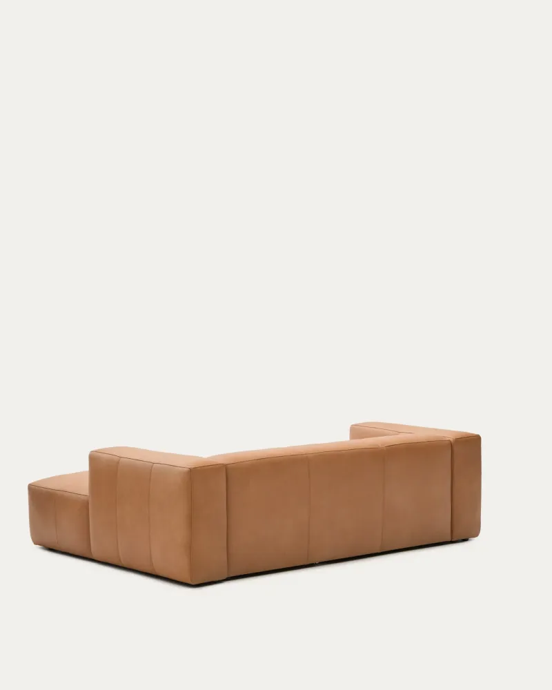 Divano Blok pelle marrone chaise longue 2 posti destra 240 cm