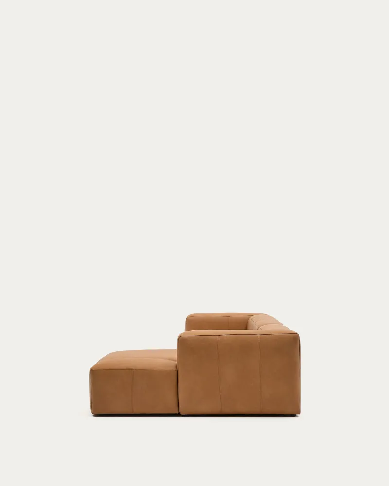Divano Blok pelle marrone chaise longue 4 posti destra pelle 330 cm