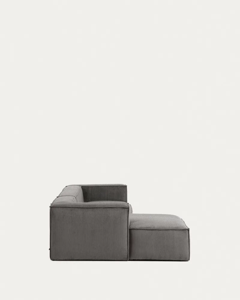 Divano Blok 4 posti con velluto coste spesso grigio e chaise longue sinistra 330 cm FSC Mix Credit
