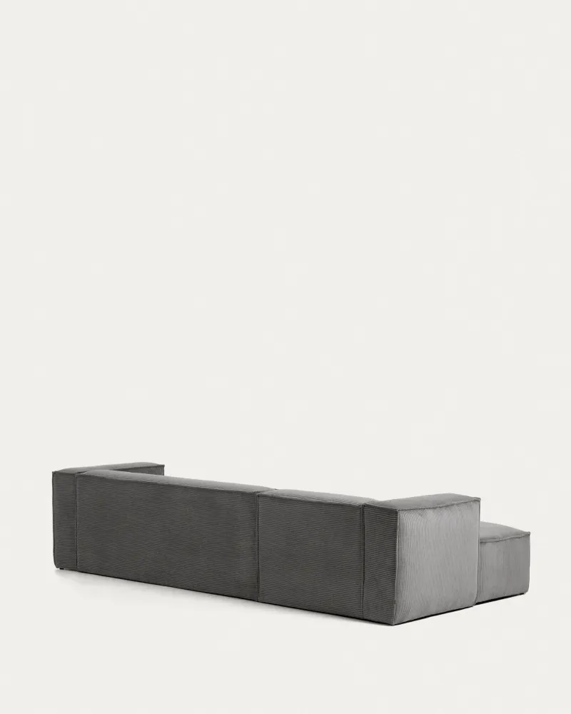Divano Blok 4 posti con velluto coste spesso grigio e chaise longue sinistra 330 cm FSC Mix Credit
