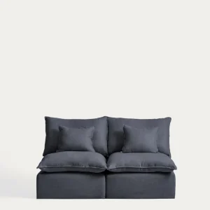 Divano componibile Anarela 2 posti sfoderabile lino e viscosa grigio scuro, 180 cm, FSC Mix Credit