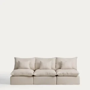 Divano componibile 3 posti Anarela sfoderabile lino e viscosa beige, 270 cm, FSC Mix Credit