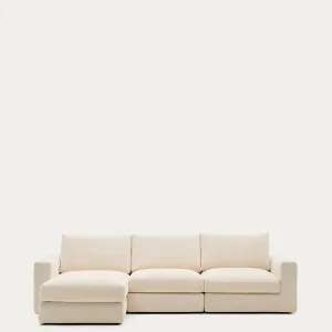 Divano componibile <tc>Alea</tc> per 4 persone con rivestimento sfoderabile ciniglia con <tc>chaise Longue</tc><tc>elo</tc...