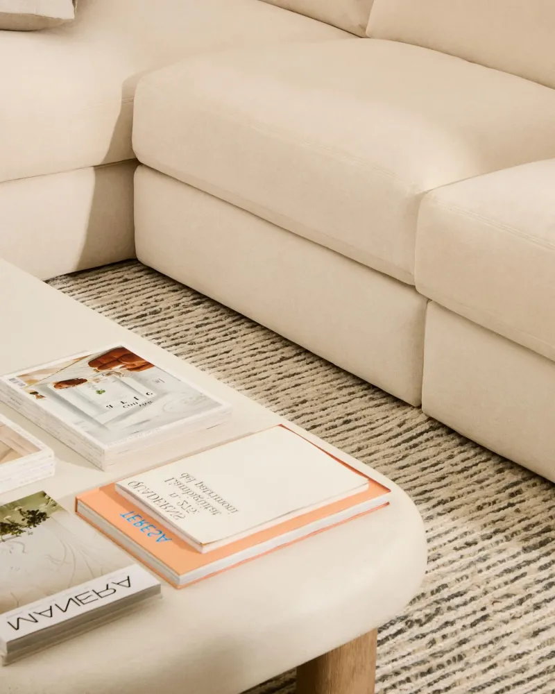 Divano componibile Alea per 4 persone con rivestimento sfoderabile ciniglia con chaise Longueelo