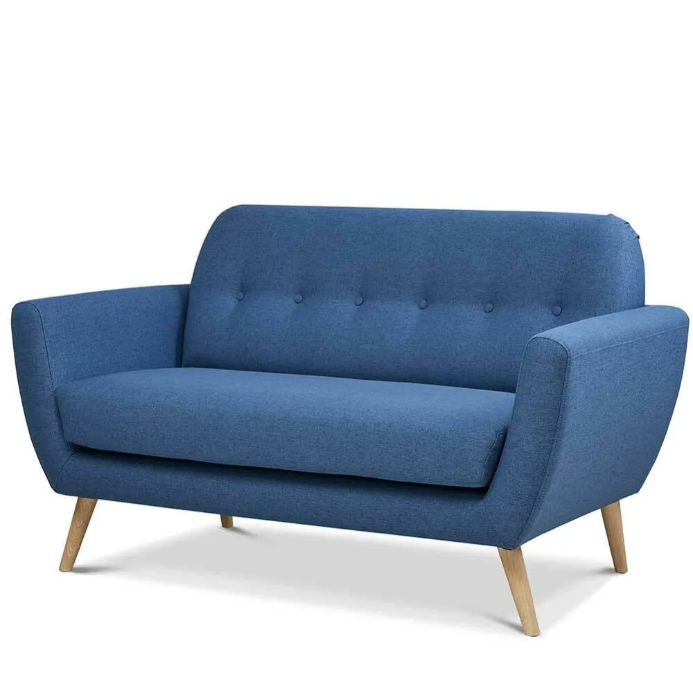 Divano Conchiglia 2 Posti Tessuto Imbottito con Braccioli Blu 150x80x86 cm