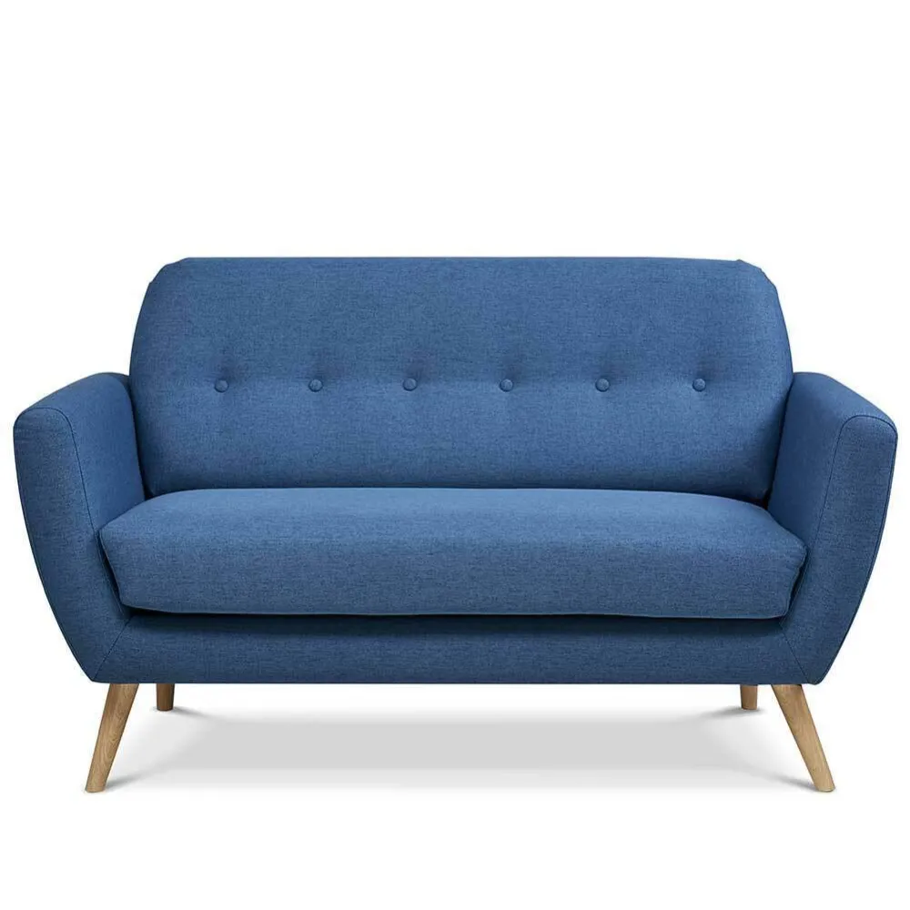 Divano Conchiglia 2 Posti Tessuto Imbottito con Braccioli Blu 150x80x86 cm