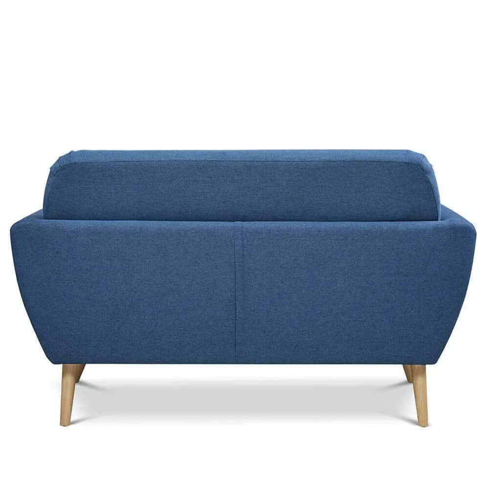 Divano Conchiglia 2 Posti Tessuto Imbottito con Braccioli Blu 150x80x86 cm