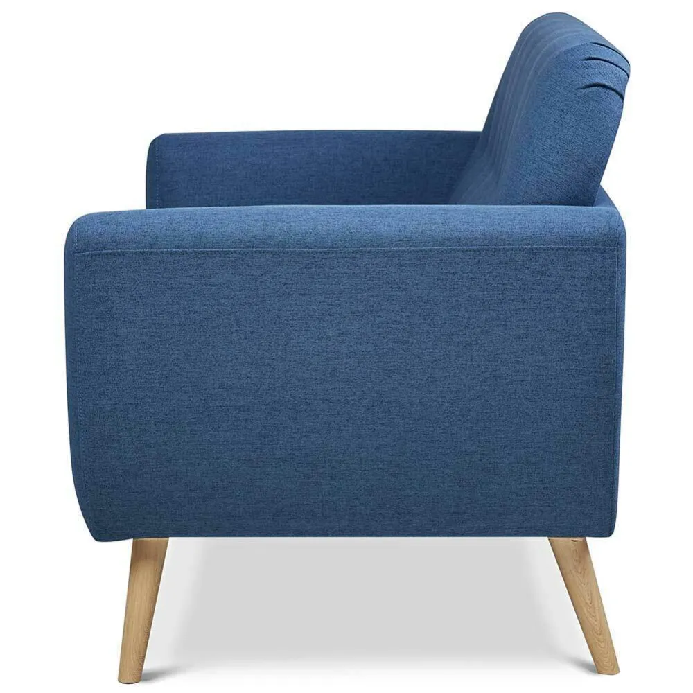 Divano Conchiglia 2 Posti Tessuto Imbottito con Braccioli Blu 150x80x86 cm