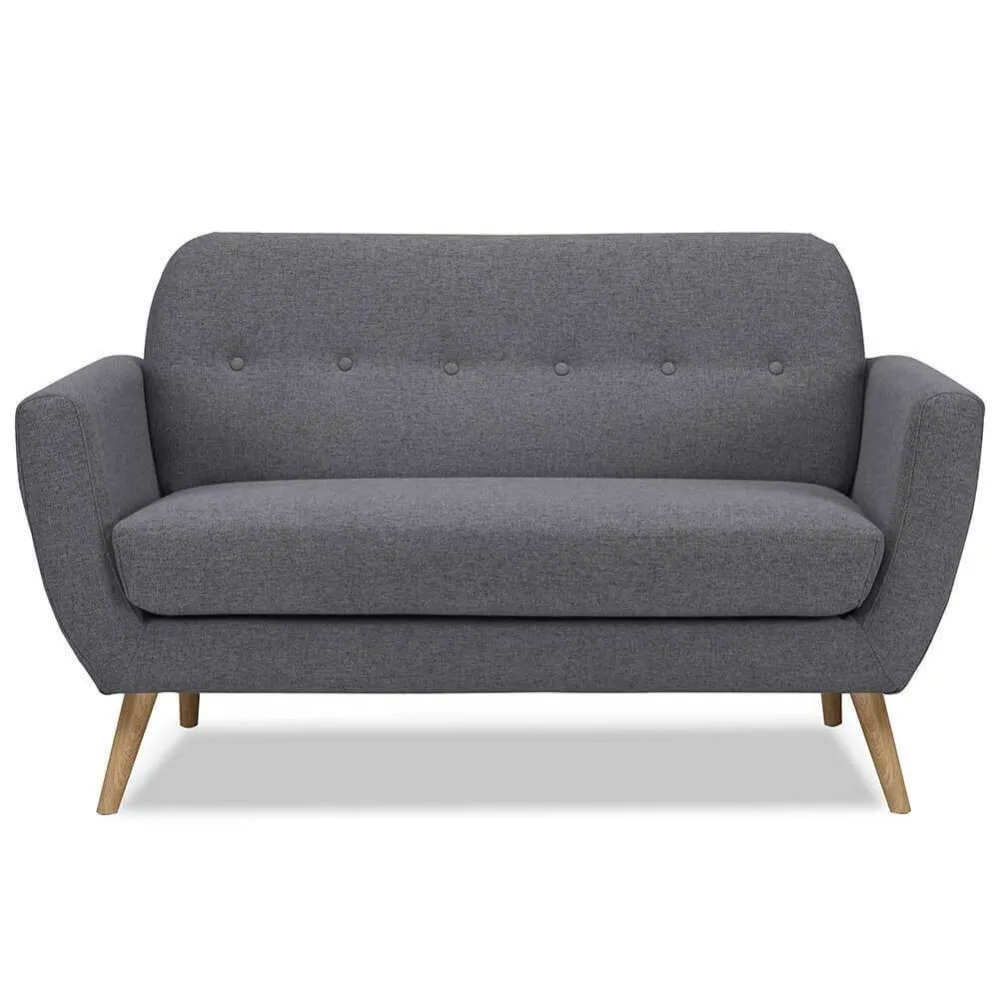 Divano Conchiglia 2 Posti Tessuto Imbottito con Braccioli Grigio 150x80x86 cm
