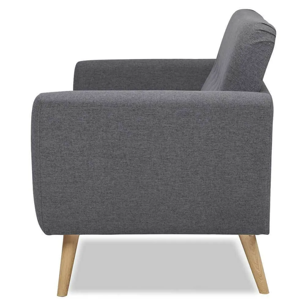 Divano Conchiglia 2 Posti Tessuto Imbottito con Braccioli Grigio 150x80x86 cm