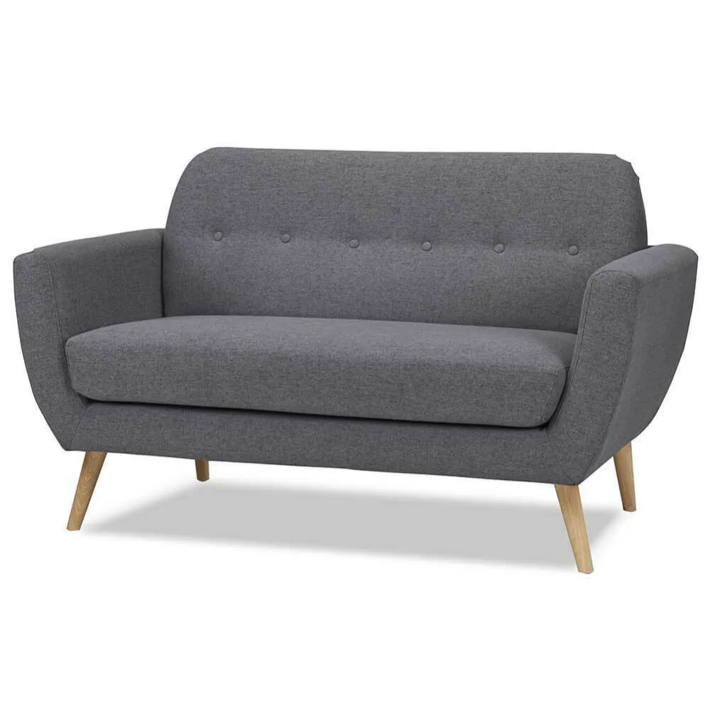Divano Conchiglia 2 Posti Tessuto Imbottito con Braccioli Grigio 150x80x86 cm
