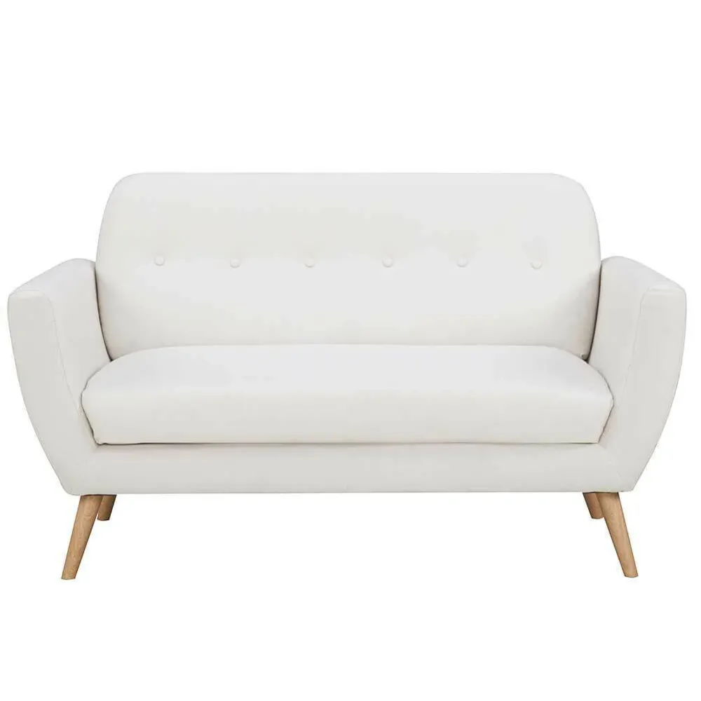 Divano Conchiglia 2 Posti Tessuto Imbottito con Braccioli Beige 150x80x86 cm