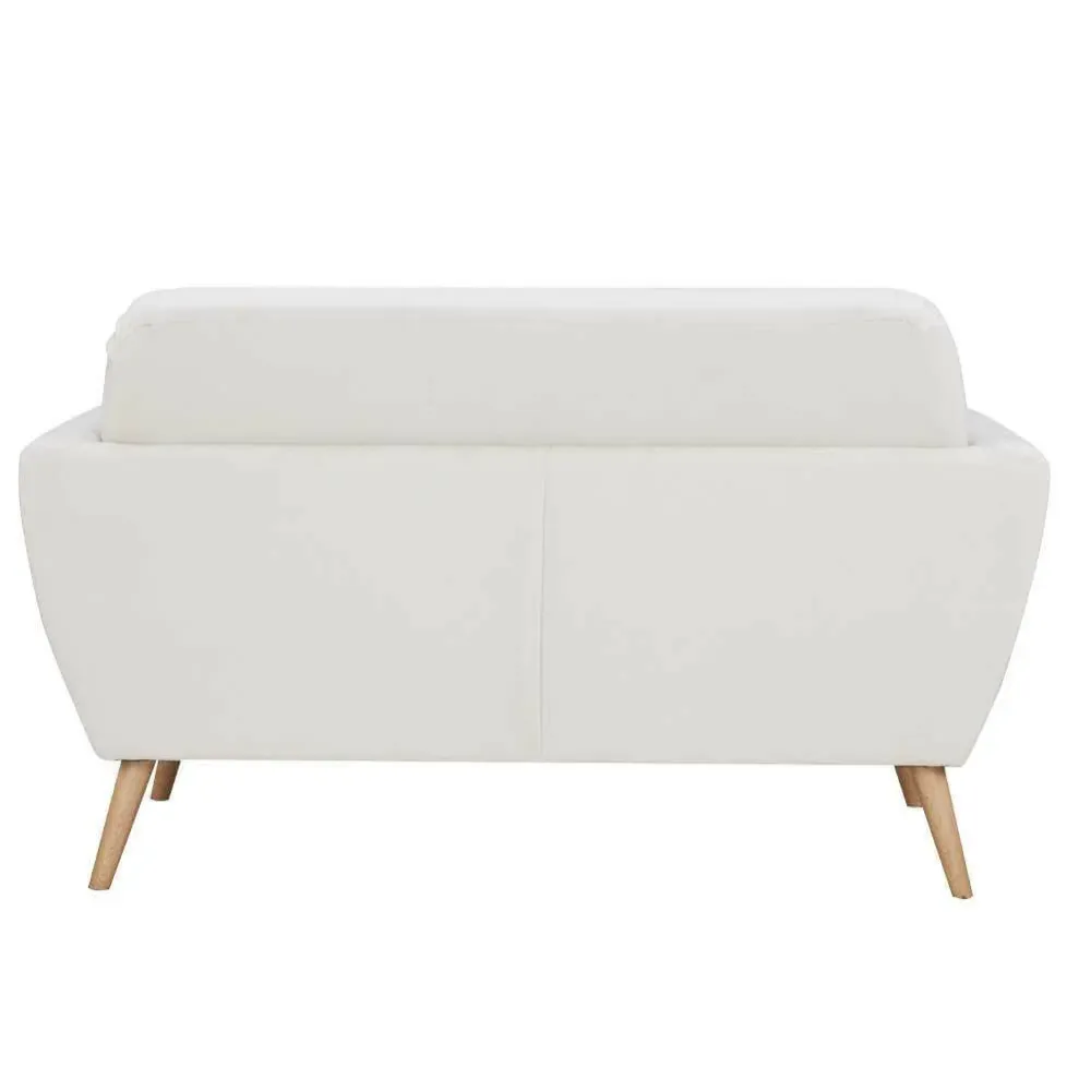 Divano Conchiglia 2 Posti Tessuto Imbottito con Braccioli Beige 150x80x86 cm