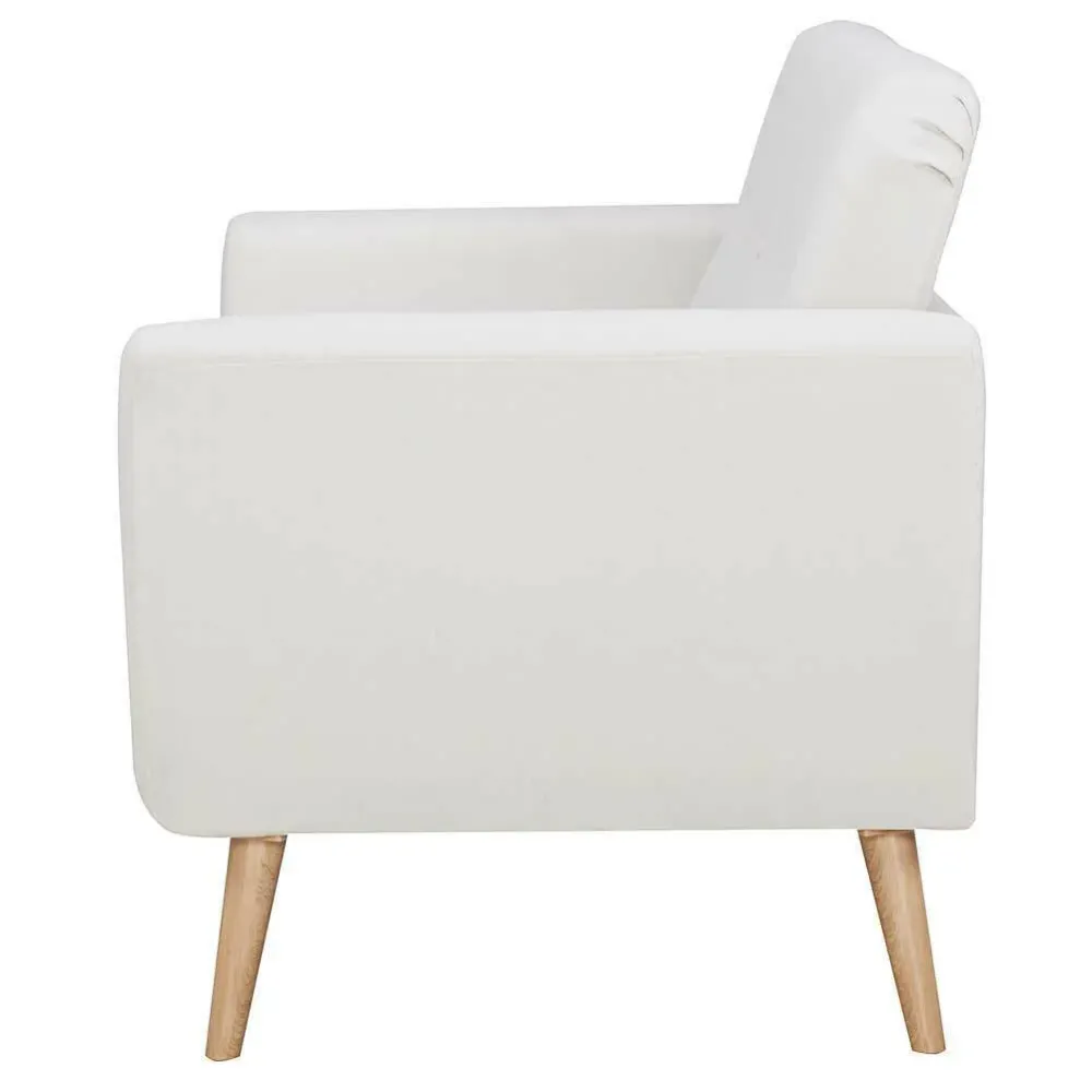 Divano Conchiglia 2 Posti Tessuto Imbottito con Braccioli Beige 150x80x86 cm